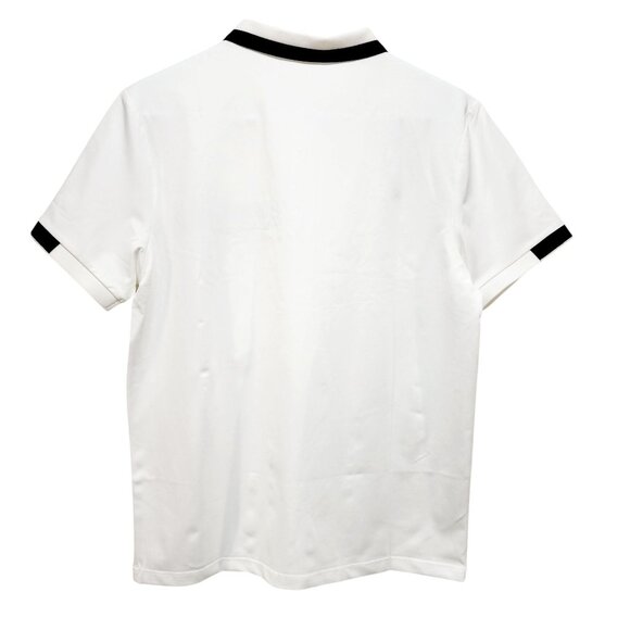 Mens White Polo Shirt With Black Trim Short Sleeve Button Collar Chest  Size S - Picture 2 of 8